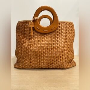 Fossil Brown Woven Tote Bag
